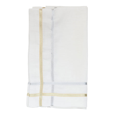 Juliska Metallic Ribbon Lattice Gold/Silver Napkin