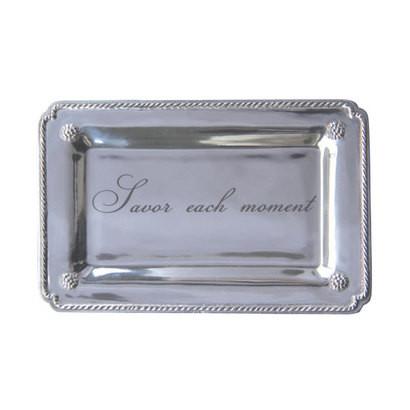 Berry and Thread Hand Cast Aluminium "Savor the Moment" Tray Bright Satin