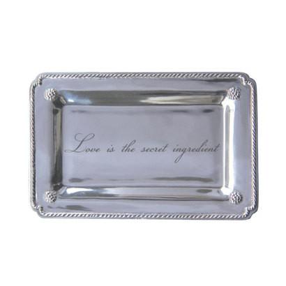 Berry and Thread Hand Cast Aluminium "Love Is the Secret Ingredient" Tray Bright Satin