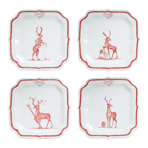 Juliska Country Estate Reindeer Games Ruby Solo Sports Party Plates S/4