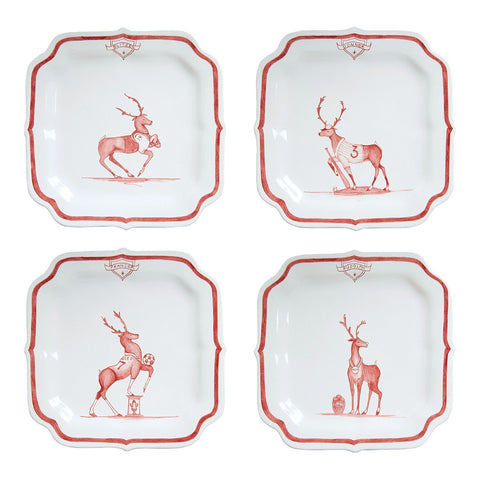 Juliska Country Estate Reindeer Games Ruby Team Sports Party Plates S/4