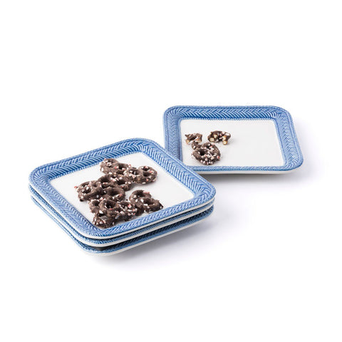 Juliska Le Panier Delft Blue Square Party Plates Set/4