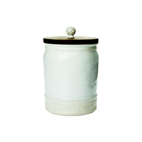 Juliska Le Panier Whitewash 10" Canister with Wooden Lid