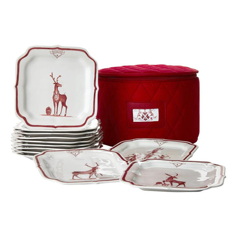 Juliska Country Estate Reindeer Games Ruby Party Plates Set/12