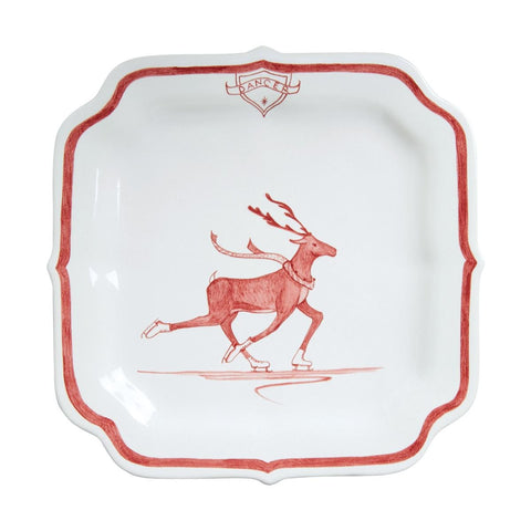 Juliska Country Estate Reindeer Games Ruby Party Plate Dasher/Ski